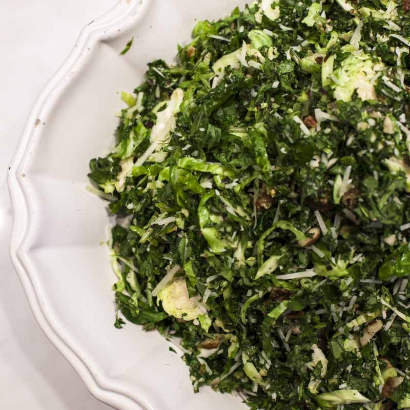 Healthy kale and shaved brussels sprouts
